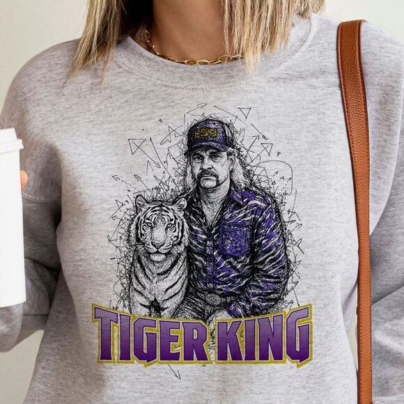 Lane Kiffin Tiger King LSU crewneck sweatshirt ASH - Picture 1 of 4